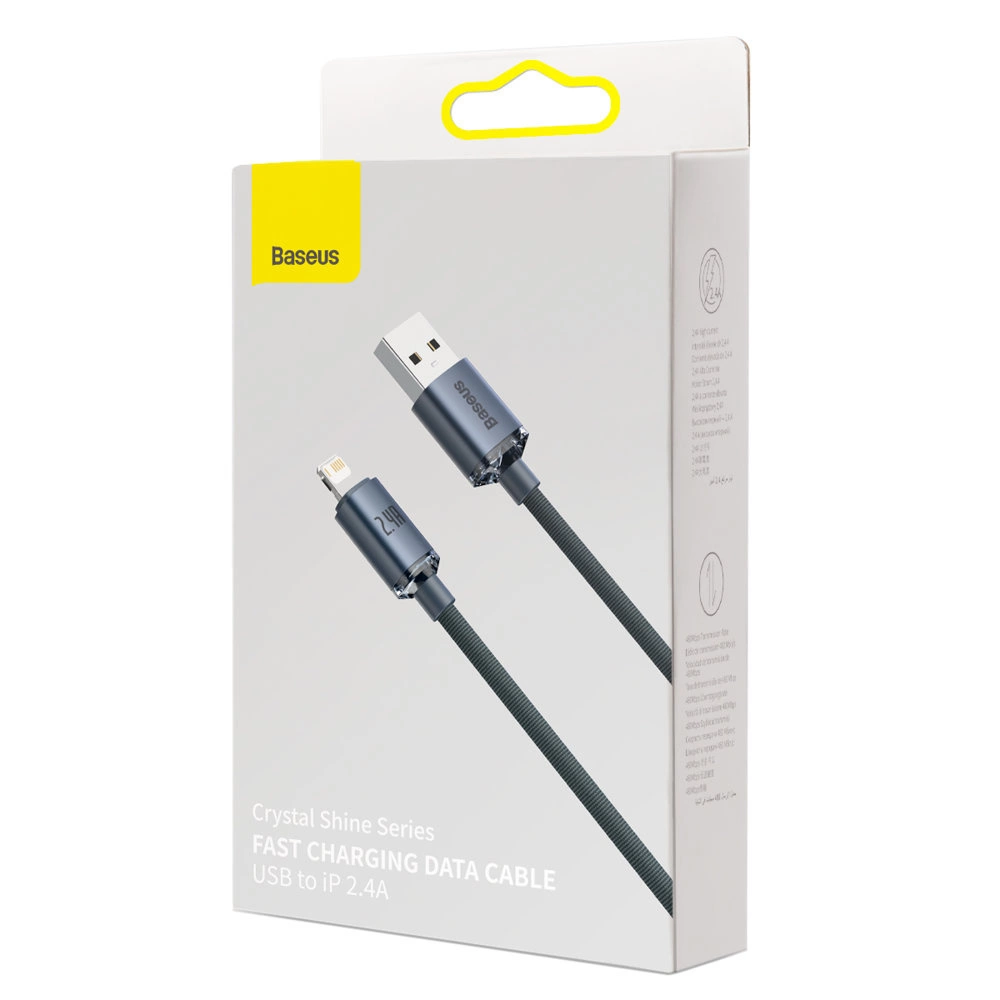 Baseus Crystal Shine Series cable USB cable for fast charging and data transfer USB Type A - Lightning 2.4A 1.2m black (CAJY000001)eng