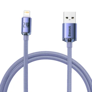 Baseus Crystal Shine Series cable USB cable for fast charging and data transfer USB Type A - Lightning 2.4A 1.2m purple (CAJY000005)eng