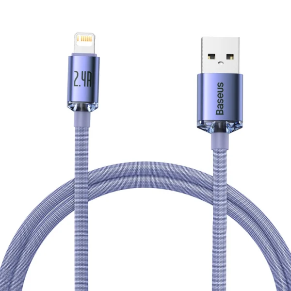 Baseus Crystal Shine Series cable USB cable for fast charging and data transfer USB Type A - Lightning 2.4A 1.2m purple (CAJY000005)eng