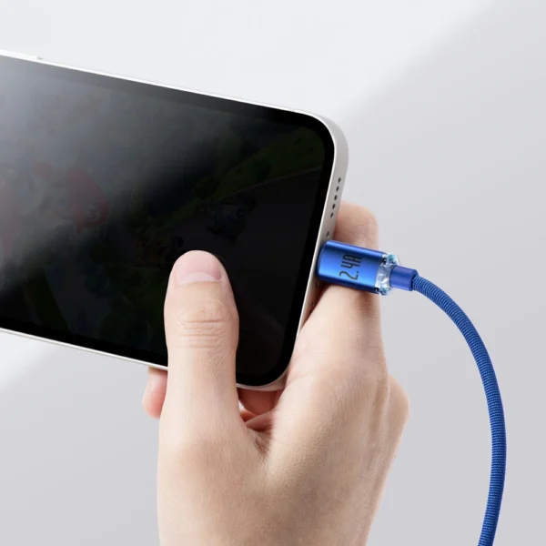 Baseus Crystal Shine Series cable USB cable for fast charging and data transfer USB Type A - Lightning 2.4A 2m blue (CAJY000103)eng