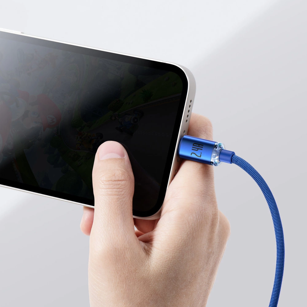 Baseus Crystal Shine Series cable USB cable for fast charging and data transfer USB Type A - Lightning 2.4A 2m blue (CAJY000103)eng