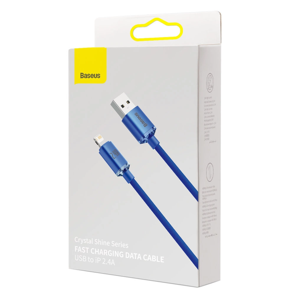 Baseus Crystal Shine Series cable USB cable for fast charging and data transfer USB Type A - Lightning 2.4A 2m blue (CAJY000103)eng