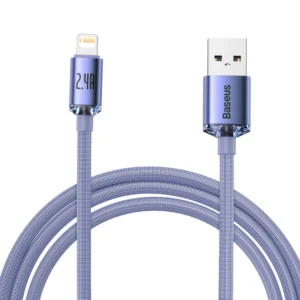 Baseus Crystal Shine Series cable USB cable for fast charging and data transfer USB Type A - Lightning 2.4A 2m purple (CAJY000105)eng