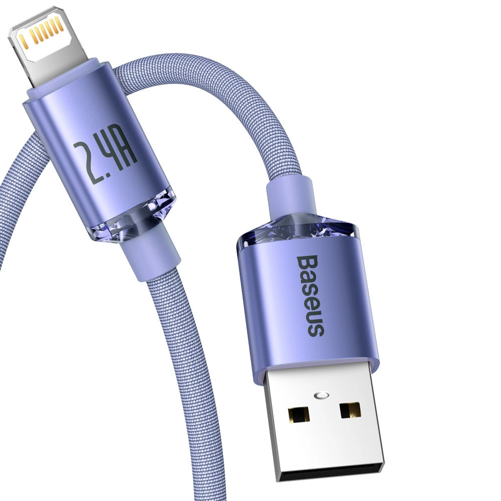 Baseus Crystal Shine Series cable USB cable for fast charging and data transfer USB Type A - Lightning 2.4A 2m purple (CAJY000105)eng