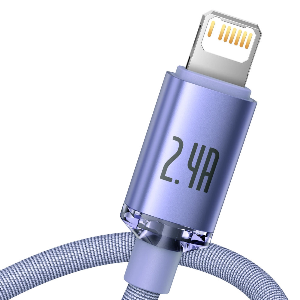 Baseus Crystal Shine Series cable USB cable for fast charging and data transfer USB Type A - Lightning 2.4A 2m purple (CAJY000105)eng