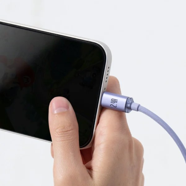Baseus Crystal Shine Series cable USB cable for fast charging and data transfer USB Type A - Lightning 2.4A 2m purple (CAJY000105)eng