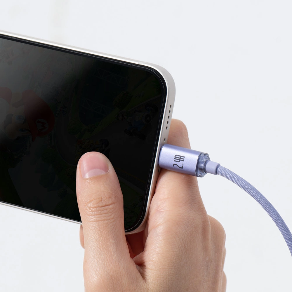 Baseus Crystal Shine Series cable USB cable for fast charging and data transfer USB Type A - Lightning 2.4A 2m purple (CAJY000105)eng