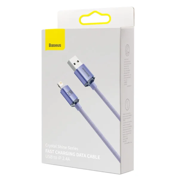 Baseus Crystal Shine Series cable USB cable for fast charging and data transfer USB Type A - Lightning 2.4A 2m purple (CAJY000105)eng