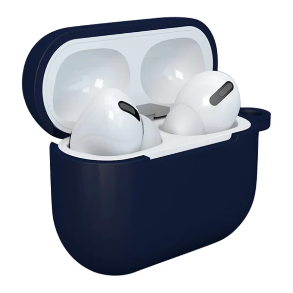 Case for AirPods 3 Silicone Soft Earphone Cover + Keychain Lobster Clasp Pendant Dark Blue (Case D)eng