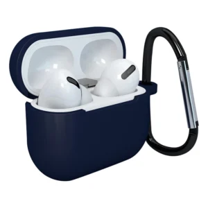 Case for AirPods 3 Silicone Soft Earphone Cover + Keychain Lobster Clasp Pendant Dark Blue (Case D)eng