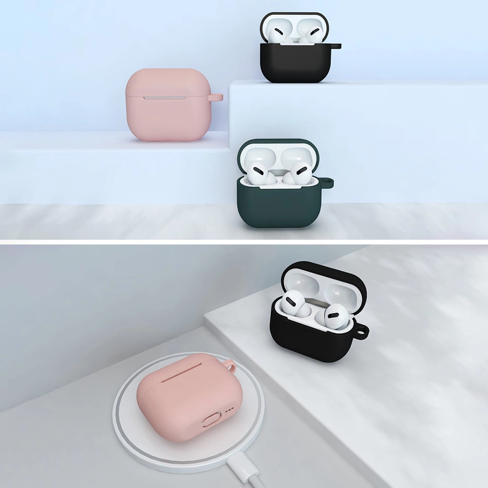 Case for AirPods 3 silicone soft case for headphones + keychain lobster clasp pendant black (case D)eng