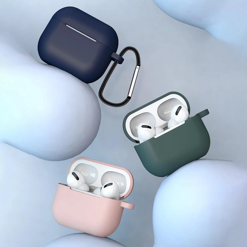Case for AirPods 3 silicone soft case for headphones + keychain lobster clasp pendant black (case D)eng