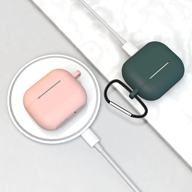 Case for AirPods 3 silicone soft case for headphones + keychain lobster clasp pendant black (case D)eng