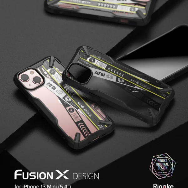 Ringke Fusion X Design durable PC Case with TPU Bumper for iPhone 13 mini black (Ticket band) (FXD540E43)eng