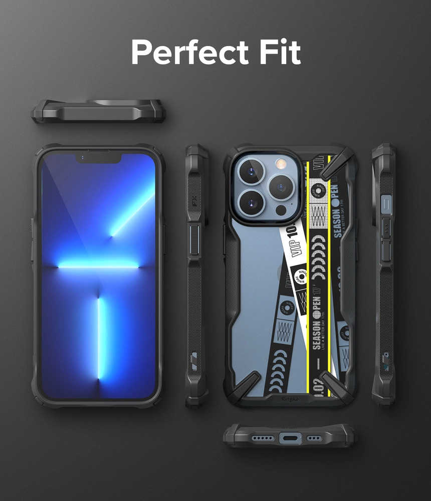Ringke Fusion X Design durable PC Case with TPU Bumper for iPhone 13 Pro black (Ticket band) (FXD550E43)eng