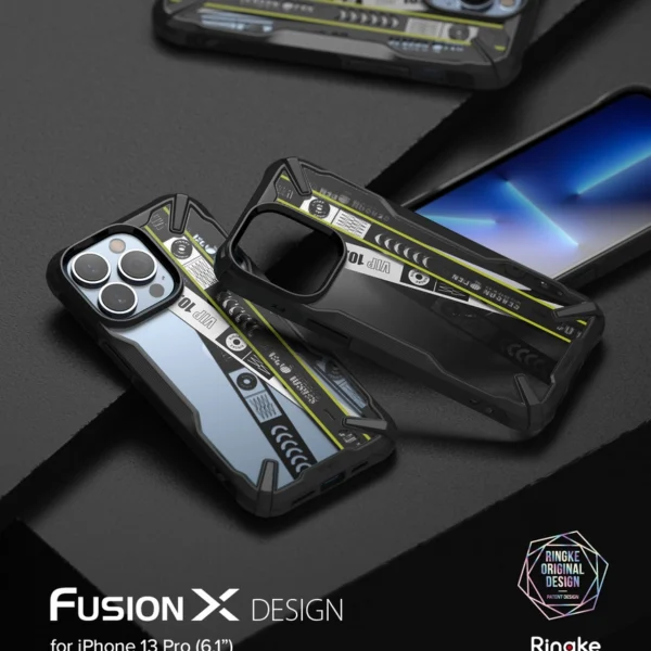 Ringke Fusion X Design durable PC Case with TPU Bumper for iPhone 13 Pro black (Ticket band) (FXD550E43)eng