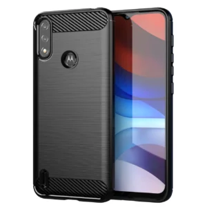 Carbon Case Flexible Cover Sleeve Motorola Moto E7i Power blackeng