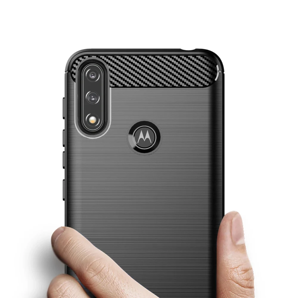 81674_2 Carbon Case Flexible Cover Sleeve Motorola Moto E7i Power blackeng