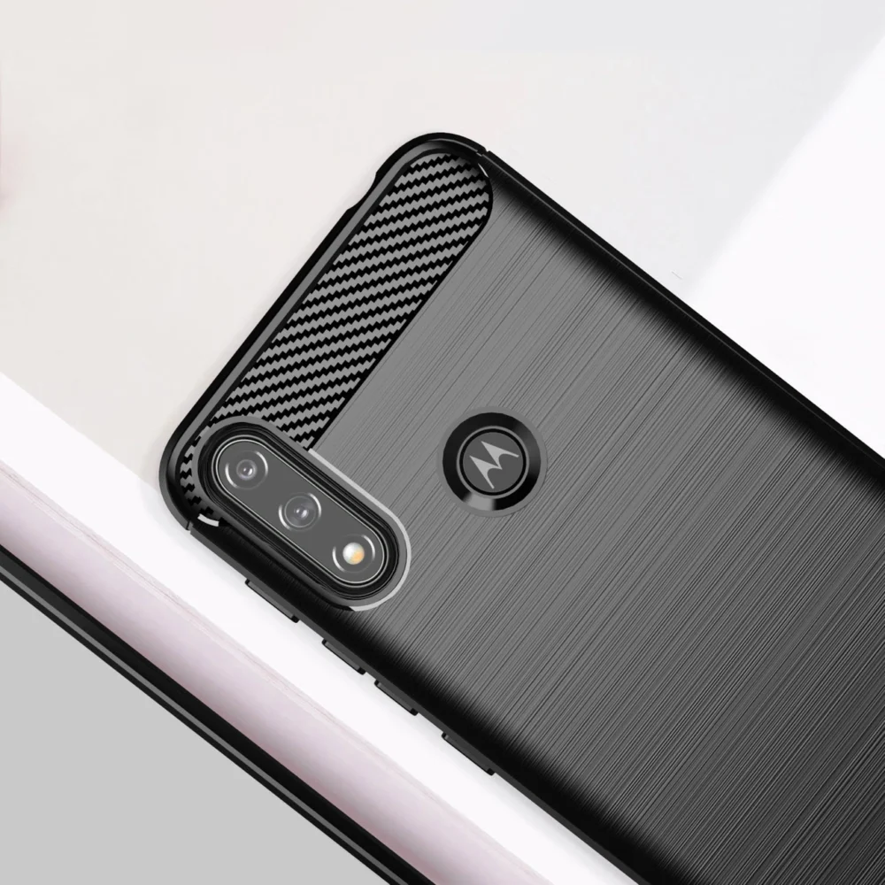81674_3 Carbon Case Flexible Cover Sleeve Motorola Moto E7i Power blackeng