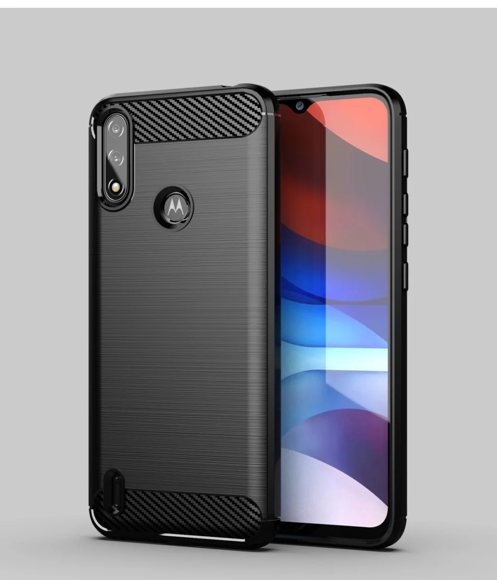 81674_6 Carbon Case Flexible Cover Sleeve Motorola Moto E7i Power blackeng