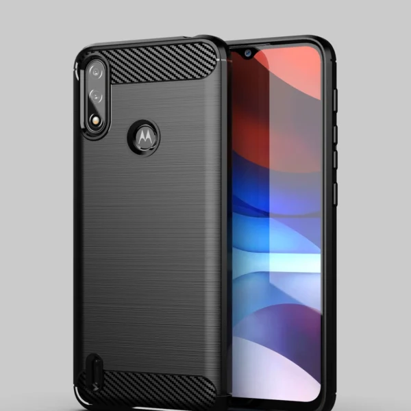Carbon Case Flexible Cover Sleeve Motorola Moto E7i Power blackeng