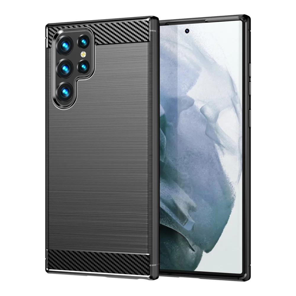 Carbon Case Flexible TPU cover for Samsung Galaxy S22 Ultra blackeng