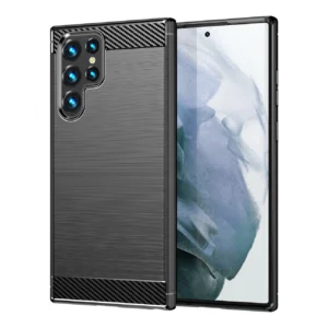 Carbon Case Flexible TPU cover for Samsung Galaxy S22 Ultra blackeng