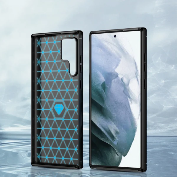 Carbon Case Flexible TPU cover for Samsung Galaxy S22 Ultra blackeng