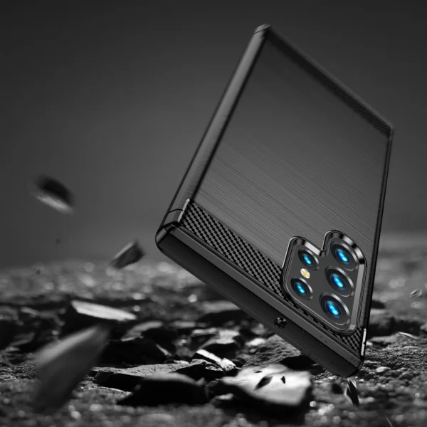 Carbon Case Flexible TPU cover for Samsung Galaxy S22 Ultra blackeng