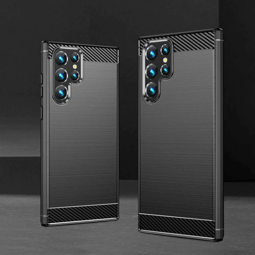 Carbon Case Flexible TPU cover for Samsung Galaxy S22 Ultra blackeng