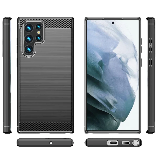 Carbon Case Flexible TPU cover for Samsung Galaxy S22 Ultra blackeng