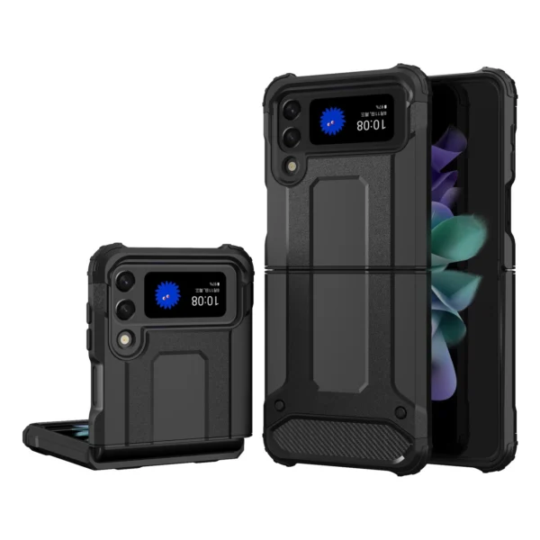 Hybrid Armor Case Tough Rugged Cover for Samsung Galaxy Z Flip 3 blackeng