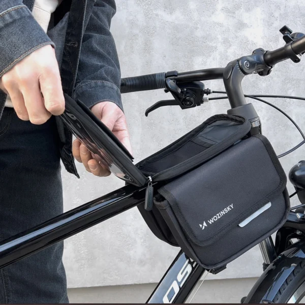 Wozinsky frame bike bag bicycle pannier waterproof phone case 1.5l black (WBB26BK)eng