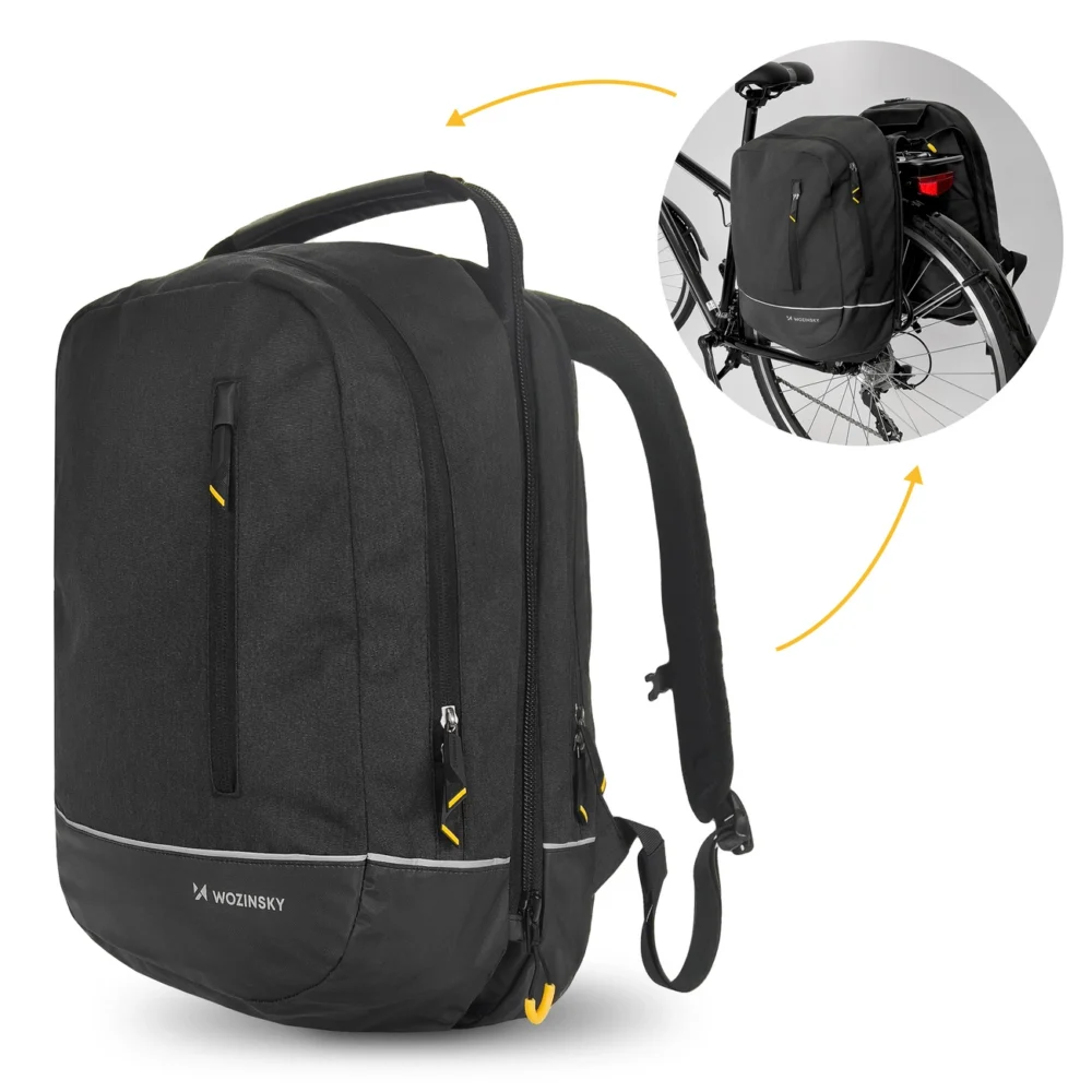Wozinsky bicycle bag double backpack 2in1 30l black (WBB30BK)eng