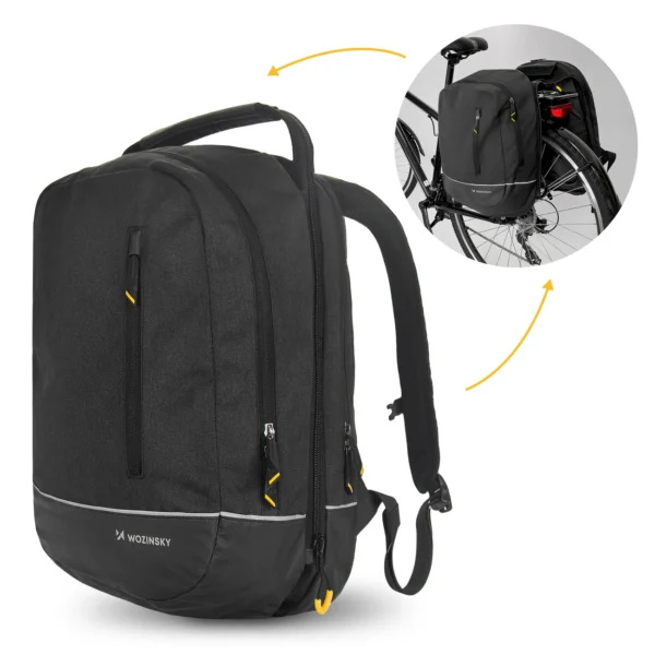 Wozinsky bicycle bag double backpack 2in1 30l black (WBB30BK)eng