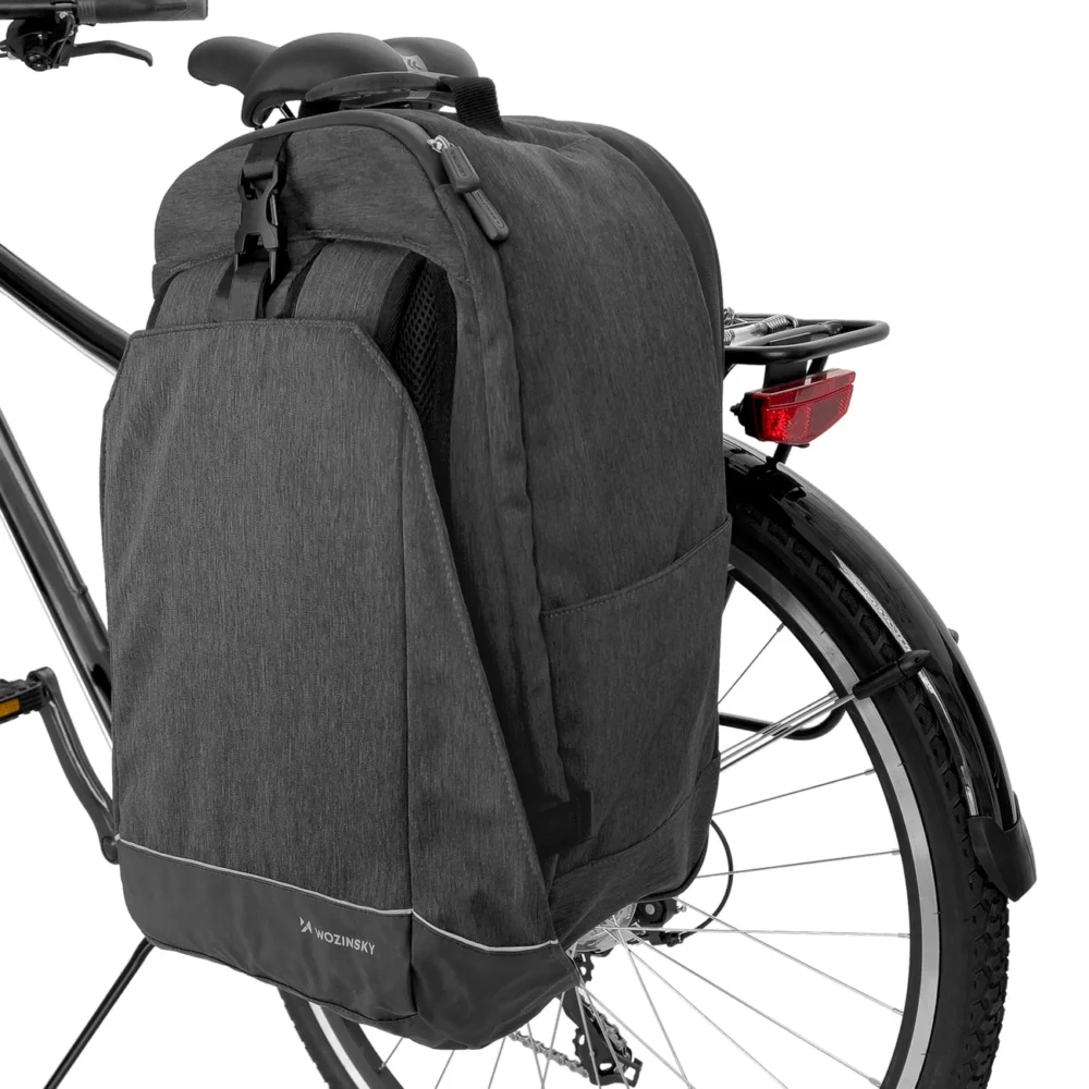 Wozinsky bike pannier bag, bike backpack with frame, 2in1, 40l, black (WBB33BK)eng