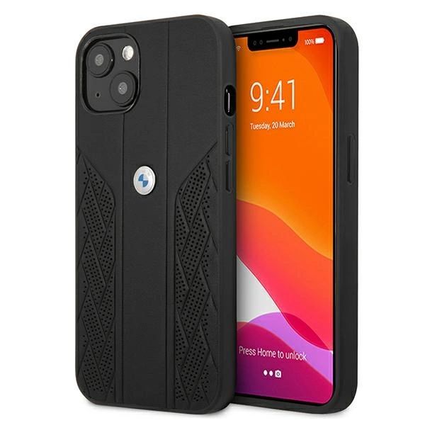 Etui BMW BMHCP13SRSPPK iPhone 13 mini 5,4" czarny/black hardcase Leather Curve Perforateeng