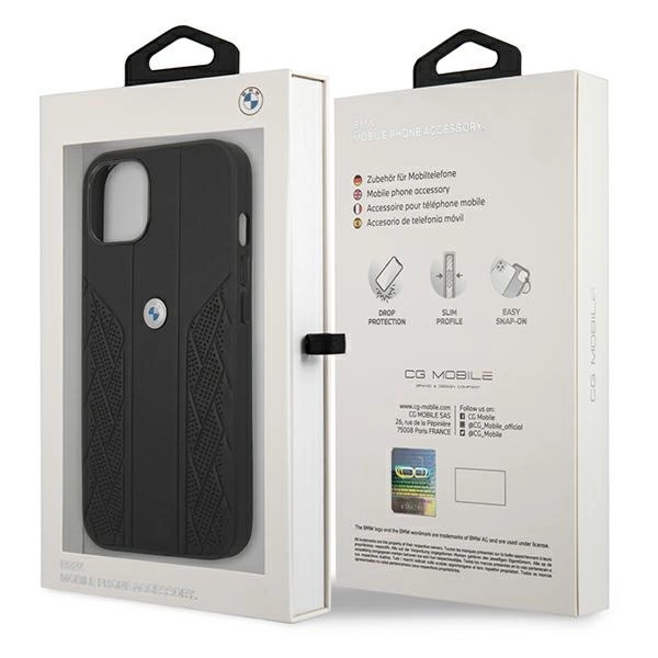 Etui BMW BMHCP13SRSPPK iPhone 13 mini 5,4" czarny/black hardcase Leather Curve Perforateeng