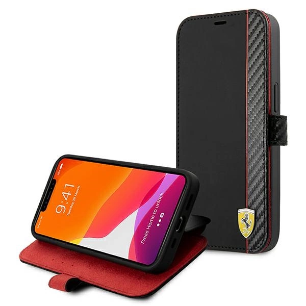 Ferrari FESAXFLBKP13SBK iPhone 13 mini 5.4" black/black book On Track Carbon Stripeeng