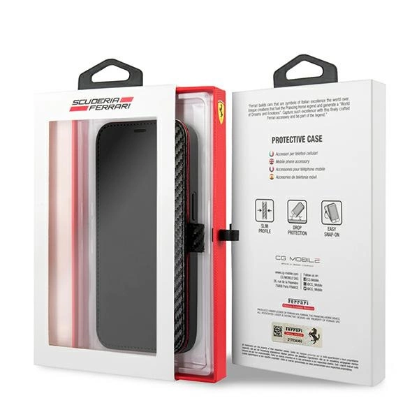 Ferrari FESAXFLBKP13SBK iPhone 13 mini 5.4" black/black book On Track Carbon Stripeeng