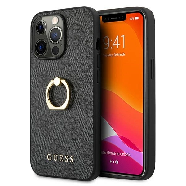 Guess GUHCP13L4GMRGR iPhone 13 Pro / 13 6.1" grey/grey hardcase 4G with ring standeng