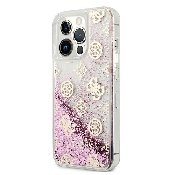 Guess GUHCP13LLGPEPI iPhone 13 Pro / 13 6,1" różowy/pink hardcase Peony Liquid Glittereng