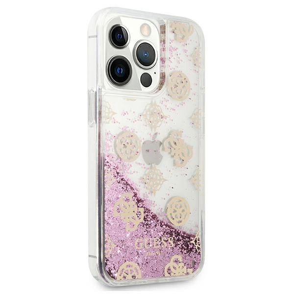 Guess GUHCP13LLGPEPI iPhone 13 Pro / 13 6,1" różowy/pink hardcase Peony Liquid Glittereng