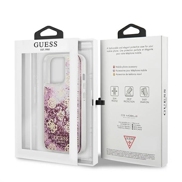 Guess GUHCP13LLGPEPI iPhone 13 Pro / 13 6,1" różowy/pink hardcase Peony Liquid Glittereng