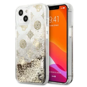 Guess GUHCP13SLGPEGO iPhone 13 mini 5.4" gold/gold hardcase Peony Liquid Glittereng