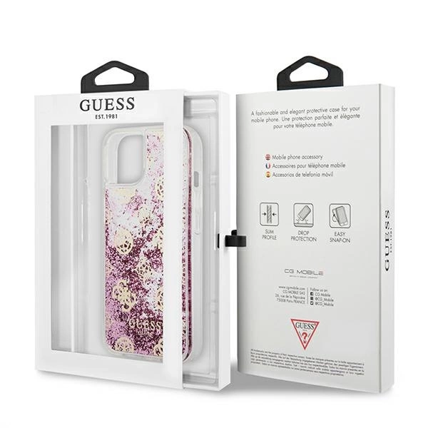 Guess GUHCP13SLGPEPI iPhone 13 mini 5.4" pink/pink hardcase Peony Liquid Glittereng