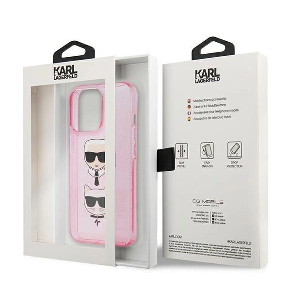 Karl Lagerfeld KLHCP13LKCTUGLP iPhone 13 Pro / 13 6,1" różowy/pink hardcase Glitter Karl's & Choupetteeng