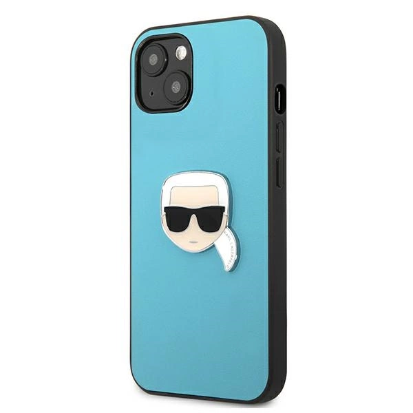 Karl Lagerfeld KLHCP13SPKMB iPhone 13 mini 5,4" niebieski/blue hardcase Leather Ikonik Karl`s Head Metaleng