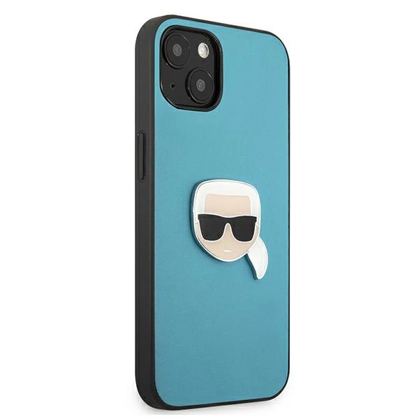 Karl Lagerfeld KLHCP13SPKMB iPhone 13 mini 5,4" niebieski/blue hardcase Leather Ikonik Karl`s Head Metaleng