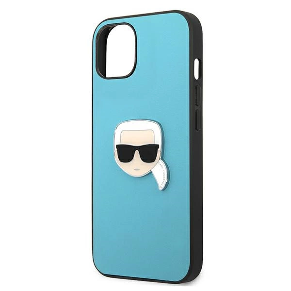Karl Lagerfeld KLHCP13SPKMB iPhone 13 mini 5,4" niebieski/blue hardcase Leather Ikonik Karl`s Head Metaleng